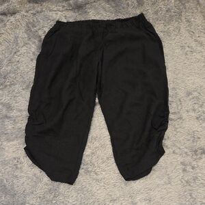 Shinestar Black Linen Cropped Ankle Pants Size L!